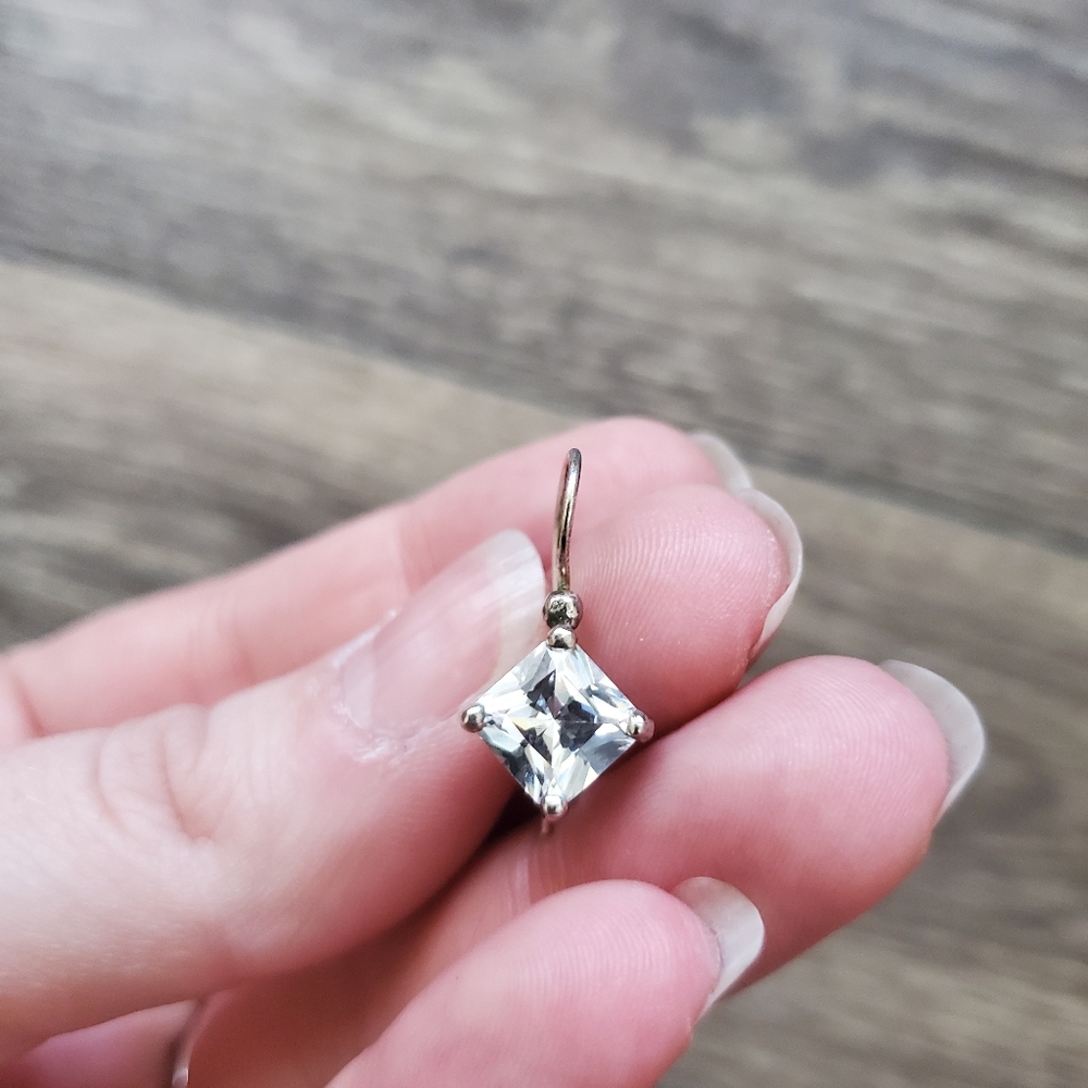 Pair of Sterling & CZ Drop Earrings